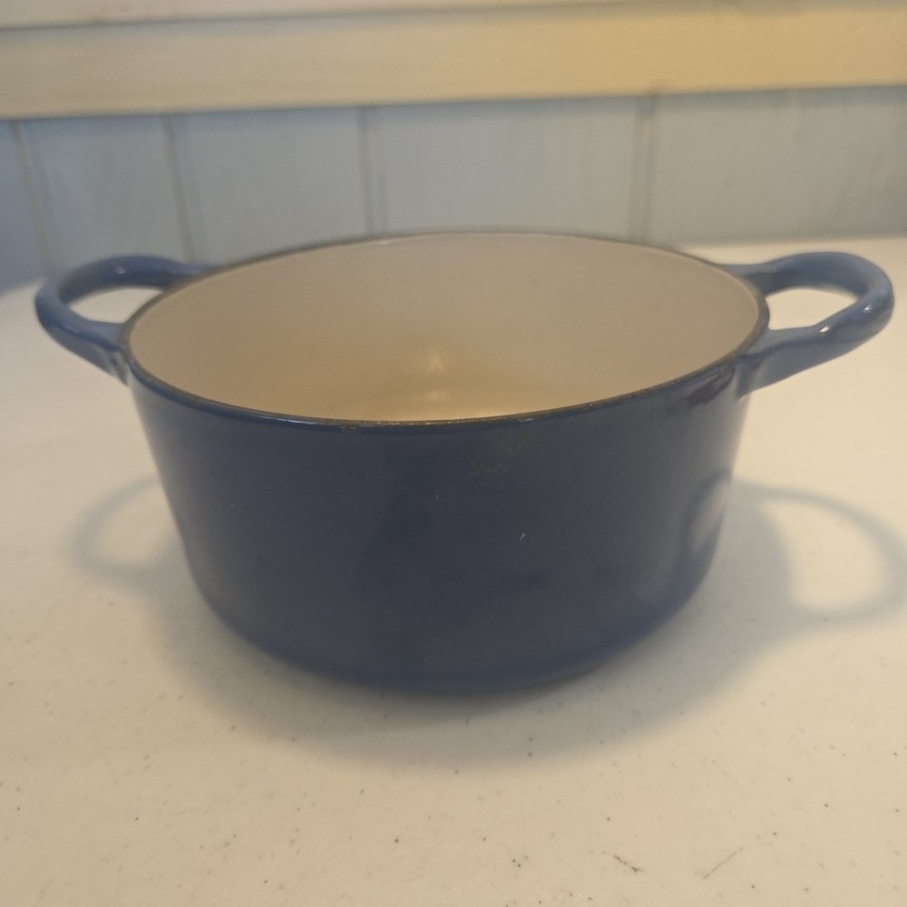 Le Creuset Blue Oval Dutch Oven Pot ONLY 6.5 Diameter No Lid Handles